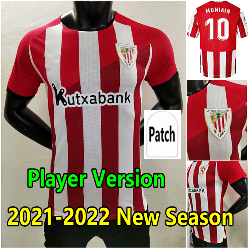 

Fans Player Version 2021 VILLALIBRE bilbao Soccer Jersey 21 22 Athletic WILLIAMS MUNIAIN ADURIZ football shirt 2022 RAUL GARCIA Camiseta de futbol Men kids uniforms, Player 21/22 home +patch