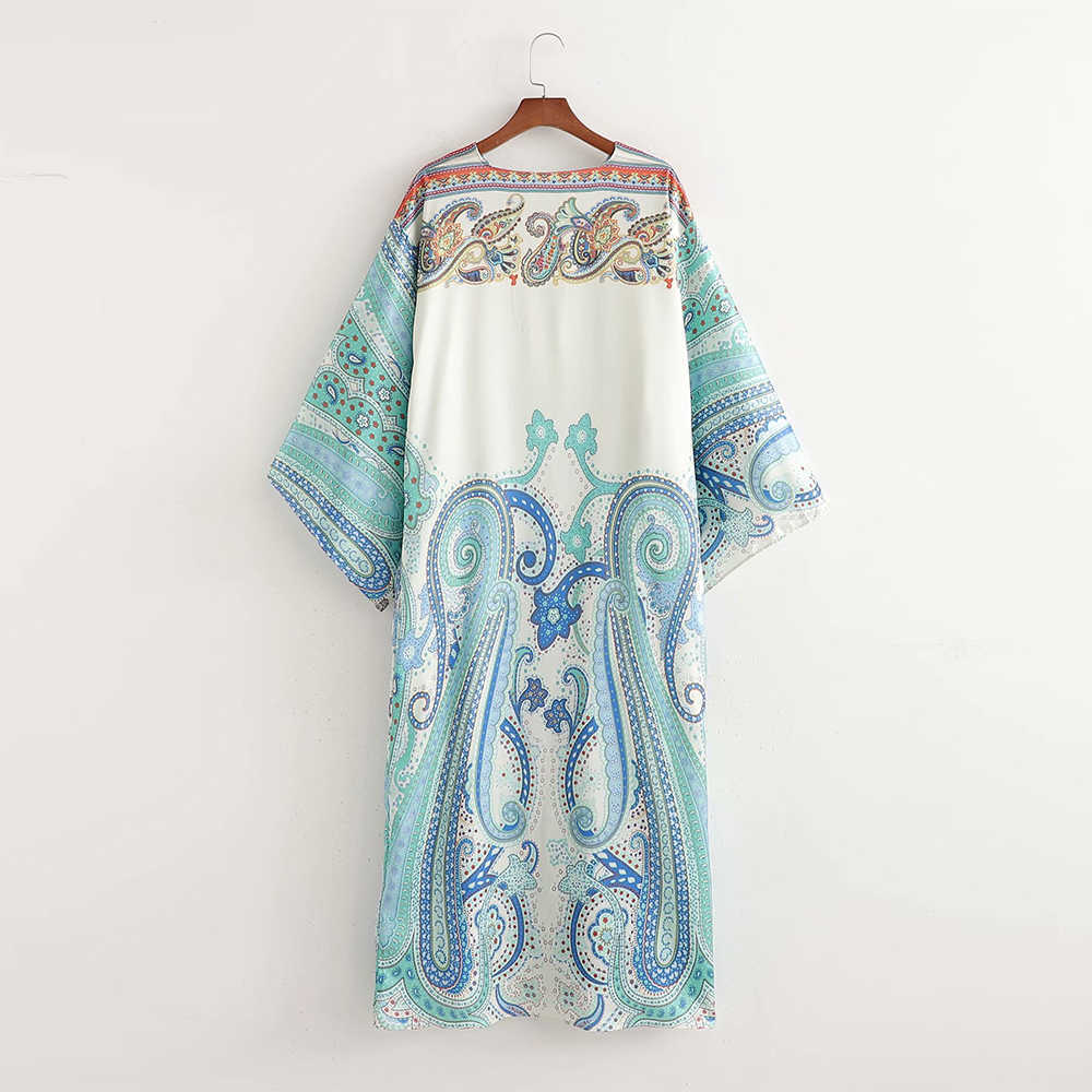 Summer Women Kaftan Dress Oversized Loose Fashion Vintage Elegant Casual Woman Printed Maxi Dress Femme Robe 210709