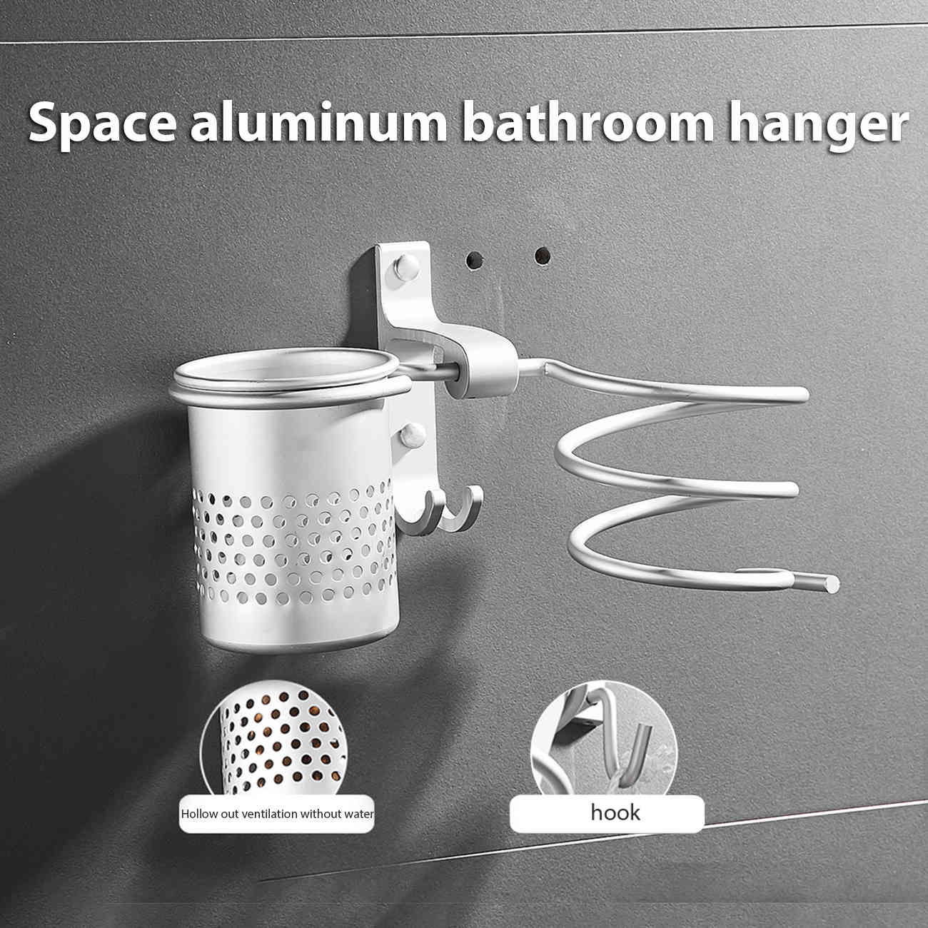 Organizer Storage Basket, Aluminum Hanging Rack Organizer with for Flat Iron, Curling Wand, Hair Straighteners, Brushes