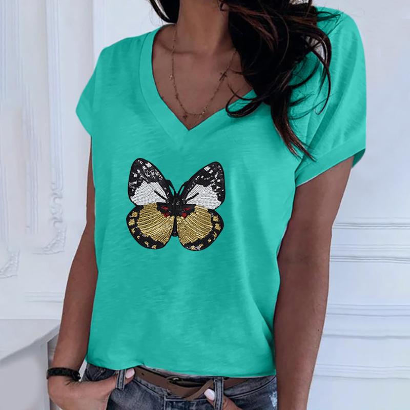 PLus Size Fashion Butterfly Sequins Blouse Shirt Sexy V-Neck Tops Casual Summer Ladies Female Women Short Sleeve Blusas Pullover Women's Blo, White
PLus Size Fashion Butterfly Sequins Blouse Shirt Sexy V-Neck Tops Casual Summer Ladies Female Women Short Sleeve Blusas Pullover Women's Blo, White