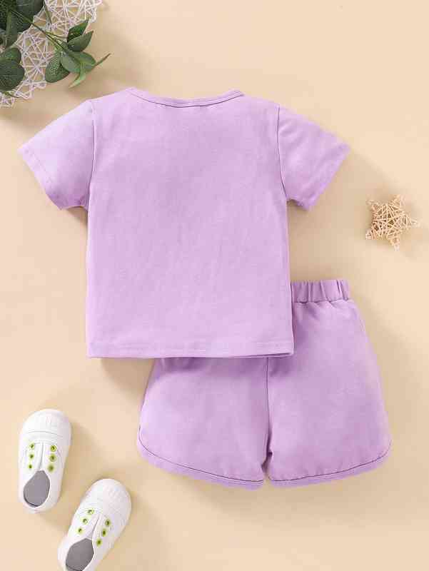 Baby Letter Graphic Tee With Track Shorts SHE