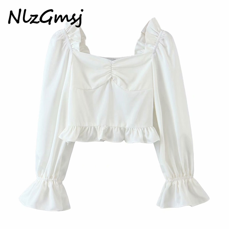 Nlzgmsj Vintage Front Ruched Women Blouse White Ruffles Harajuku Flare Sleeve Shirt 210628, As picture
Nlzgmsj Vintage Front Ruched Women Blouse White Ruffles Harajuku Flare Sleeve Shirt 210628, As picture