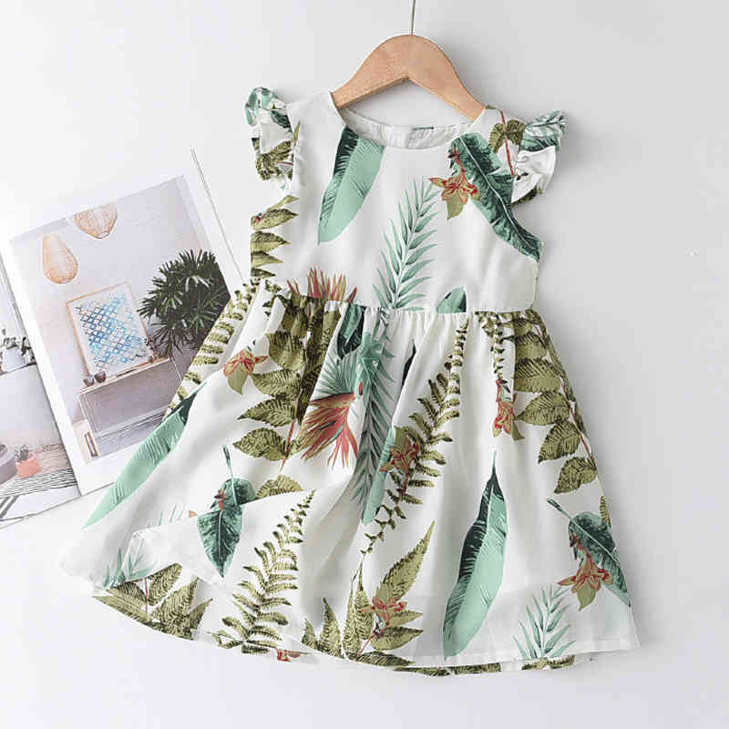 Summer Girls Dress Princess Kids es for Causal Wear Floral Children's Clothing Vestido Robe Fille 210429