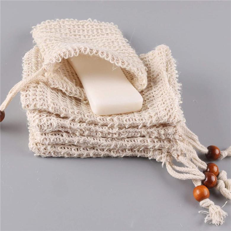 Exfoliating Bags- Natural Sisal Soap Saver Bag Pouch with Drawstring for Foaming, Drying Soaps, Exfoliation, Massage Shower Bath