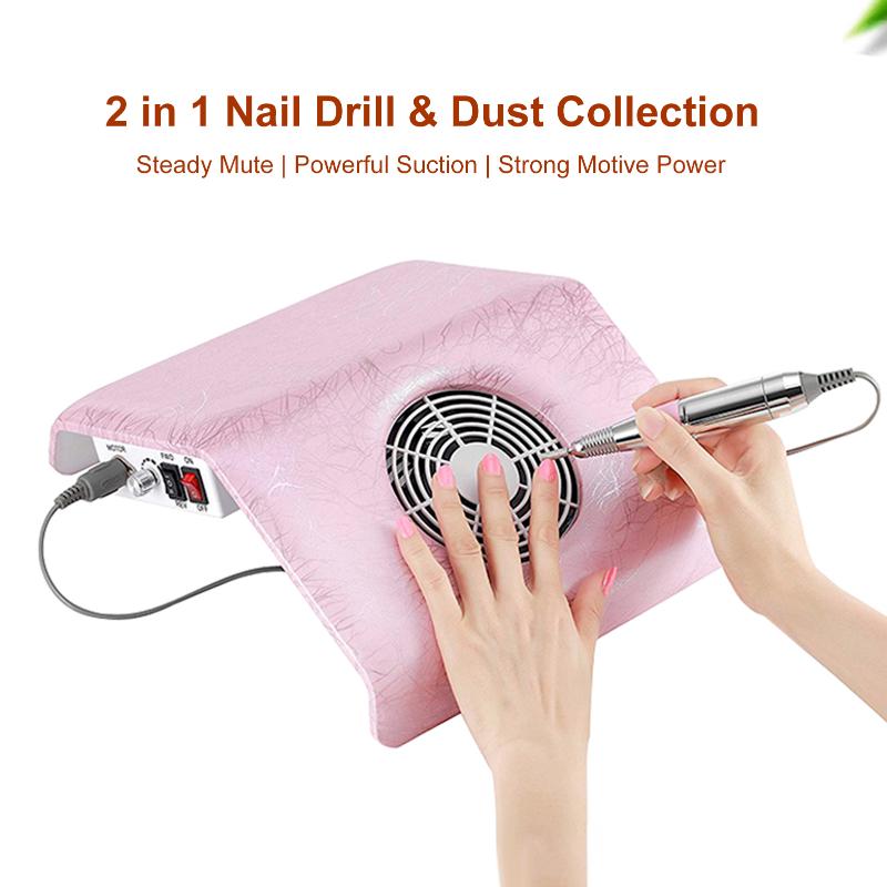 Nail Drill & Accessories Dust Collector Machine Suction Cleaner Nails Art Salon Tools With Replaceable Grinding Heads & Dust Bags