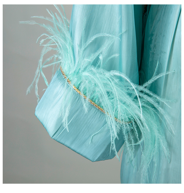 [EWQ] Spring New Sweet Green Shirts Coats Women Long Sleeve Ladies Blouses Tops Pocket Fashion Women Feather Clothing QV301 210423