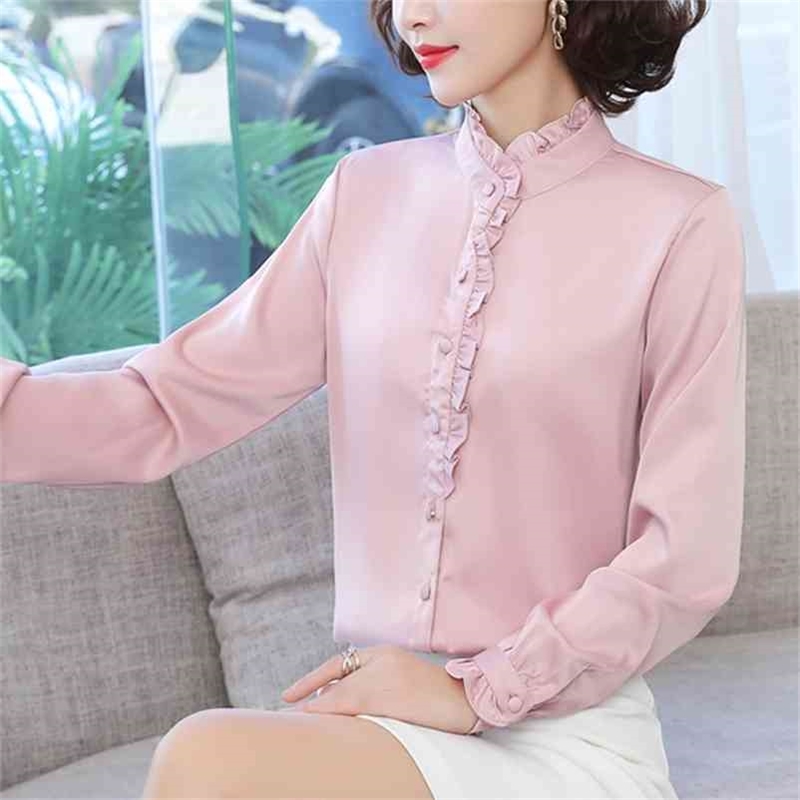 Elegant female chiffon office shirt fashion ruffles blouse casual clothing korean spring long sleeve women tops 210517, Pink
Elegant female chiffon office shirt fashion ruffles blouse casual clothing korean spring long sleeve women tops 210517, Pink