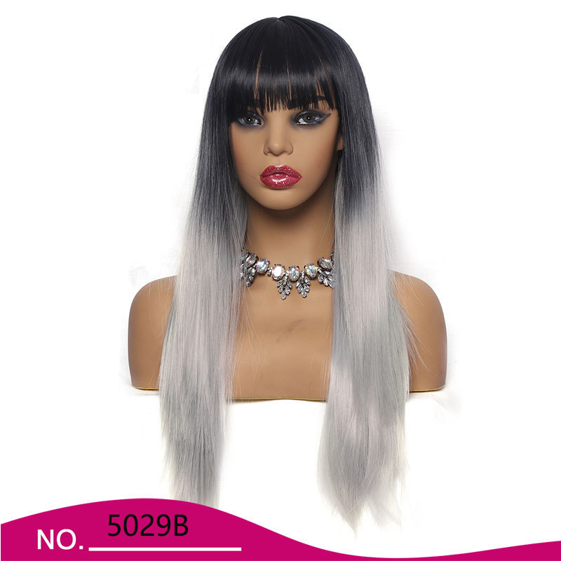 Beautiful Long Straight Pink Ombre Synthetic Fiber Hair Wig for Women free shiping