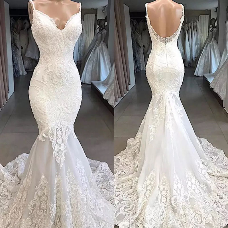 Sexy Mermaid Wedding Dress Spaghetti Straps Lace Appliques Plus Size Bridal Gowns Backless Sweep Train Bride Dresses Vestidos, Red
Sexy Mermaid Wedding Dress Spaghetti Straps Lace Appliques Plus Size Bridal Gowns Backless Sweep Train Bride Dresses Vestidos, Red