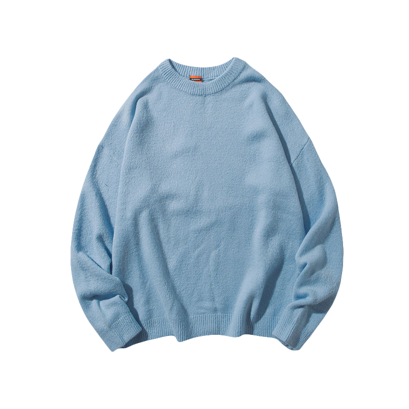 IEFB /men's wear thickened warm sweater autumn winter Korean loose fashion round collar all-match vintage kintted tops male 3245 210524