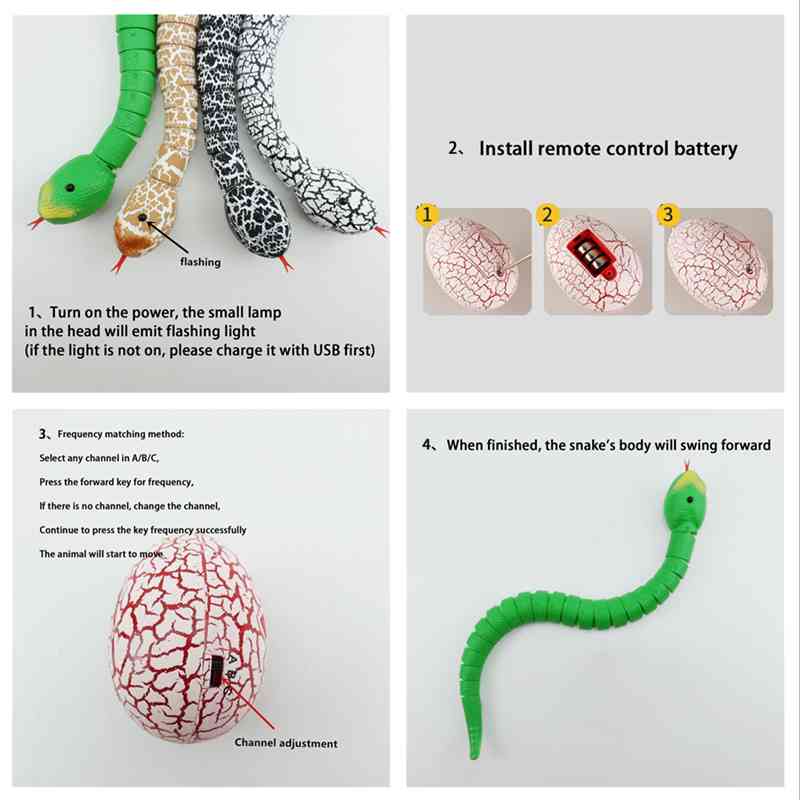 Infrared Remote Control Snake Rc Cat Toy And Rattlesnake Egg Animal Trick Terrible Prank Kids Toys Funny Novelty Gift