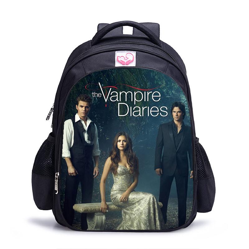 Backpack 16 Inch Vampire Diaries Children School Bags Orthopedic Kids Boys Girls Mochila Infantil Cartoon