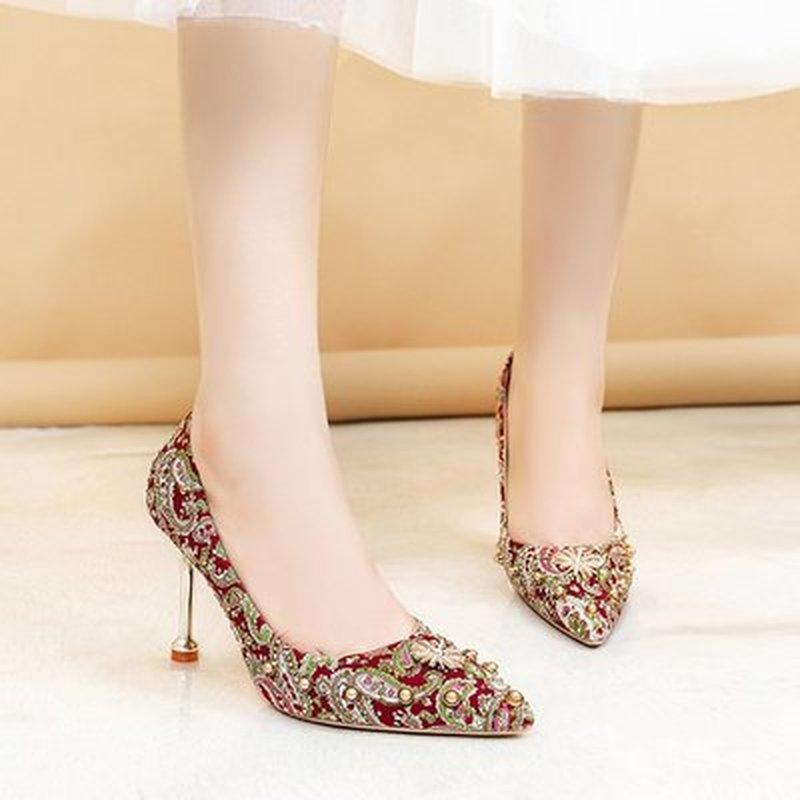 Dress Shoes Printing Rhinestone String Bead Pointed Toe Thin Heels Elegant Non-Slip Shallow Slip-On Wedding Office Lady Pumps, Assorted
Dress Shoes Printing Rhinestone String Bead Pointed Toe Thin Heels Elegant Non-Slip Shallow Slip-On Wedding Office Lady Pumps, Assorted