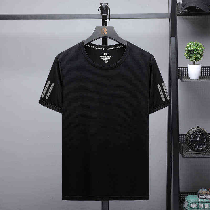 t-shirt men L-6XL 7XL 8XL summer new ice silk short sleeve mens stretch t-shirt printing T-shirt Men's casual high quality Top13 Y220214