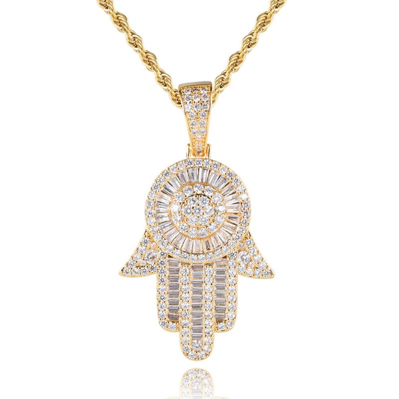 Pendant Necklaces Large Hand Of Fatima Copper And Zircon Iced Out Golden Jewelry Accessories Protection Gift For Women, Silver
Pendant Necklaces Large Hand Of Fatima Copper And Zircon Iced Out Golden Jewelry Accessories Protection Gift For Women, Silver