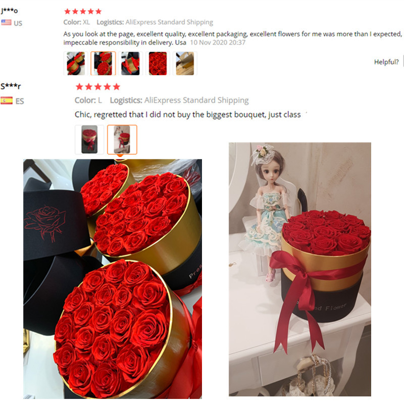 Eternal Rose in Box Preserved Real Rose Flowers With Box Set The Best Mother's Day Gift Romantic Valentines Day Gifts Wholesale 210317