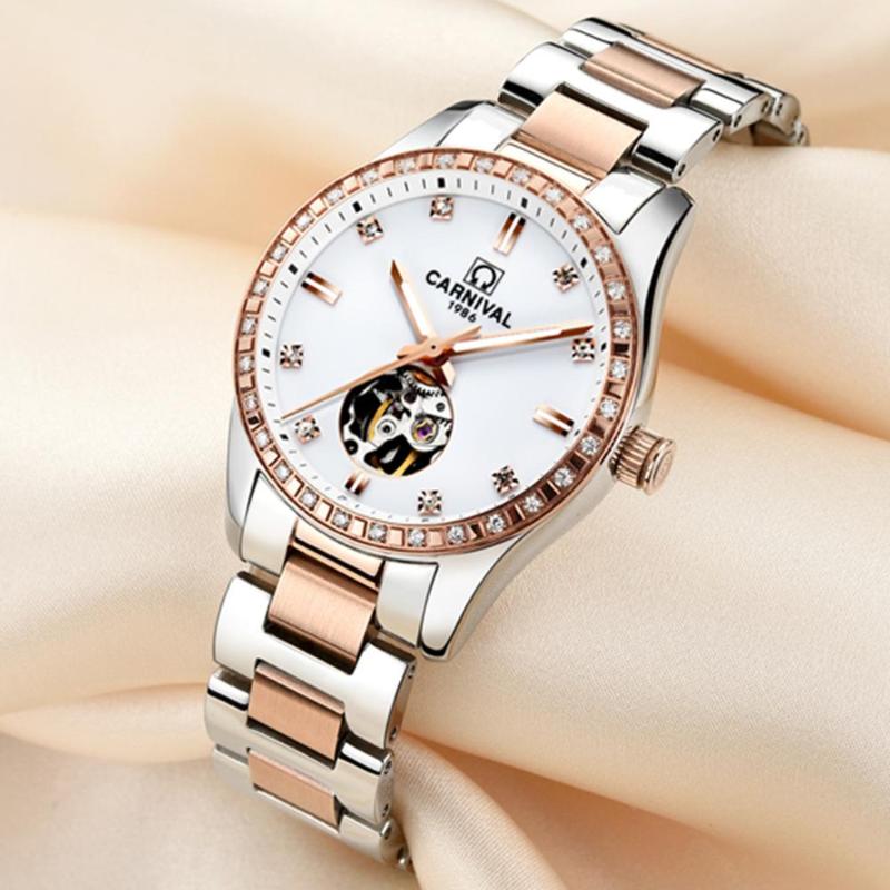 Carnival Watch Women Automatic Tourbillon Luminous Watches Skeleton Dress Ladies Switzerland Mechanical 2021 Wristwatches, Silver
Carnival Watch Women Automatic Tourbillon Luminous Watches Skeleton Dress Ladies Switzerland Mechanical 2021 Wristwatches, Silver