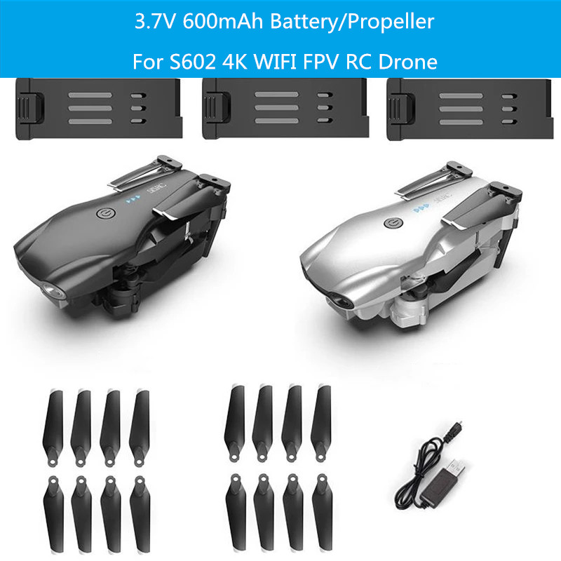 3.7V 600mAh Battery/Propeller For S602 4K WIFI FPV RC Drone Spare Parts S602 Accessories S602 Main Blades USB Charger, Usb line
3.7V 600mAh Battery/Propeller For S602 4K WIFI FPV RC Drone Spare Parts S602 Accessories S602 Main Blades USB Charger, Usb line