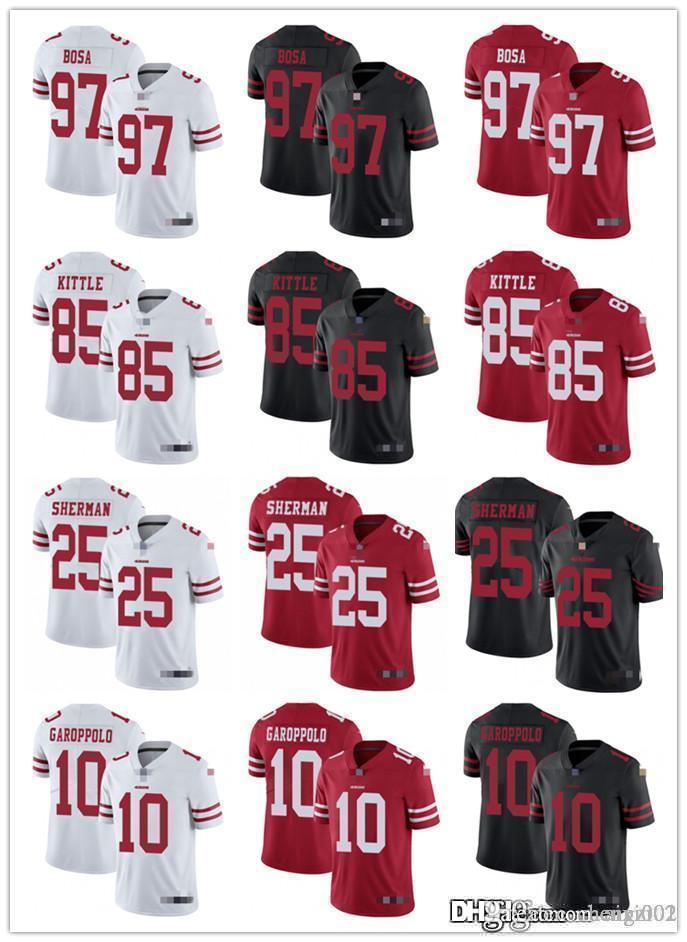 Men Women Youth San Francisco 49ers 85 George Kittle 10 Jimmy Garoppolo 25 Richard Sherman 97 Nick Bosa Custom Football Jerseys, Black;red
Men Women Youth San Francisco 49ers 85 George Kittle 10 Jimmy Garoppolo 25 Richard Sherman 97 Nick Bosa Custom Football Jerseys, Black;red