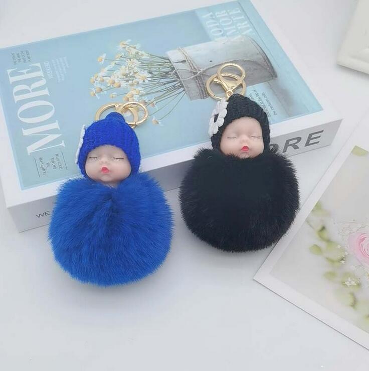 key ring Cute doll hair ball keychain bag pendant car ornaments cartoon plush