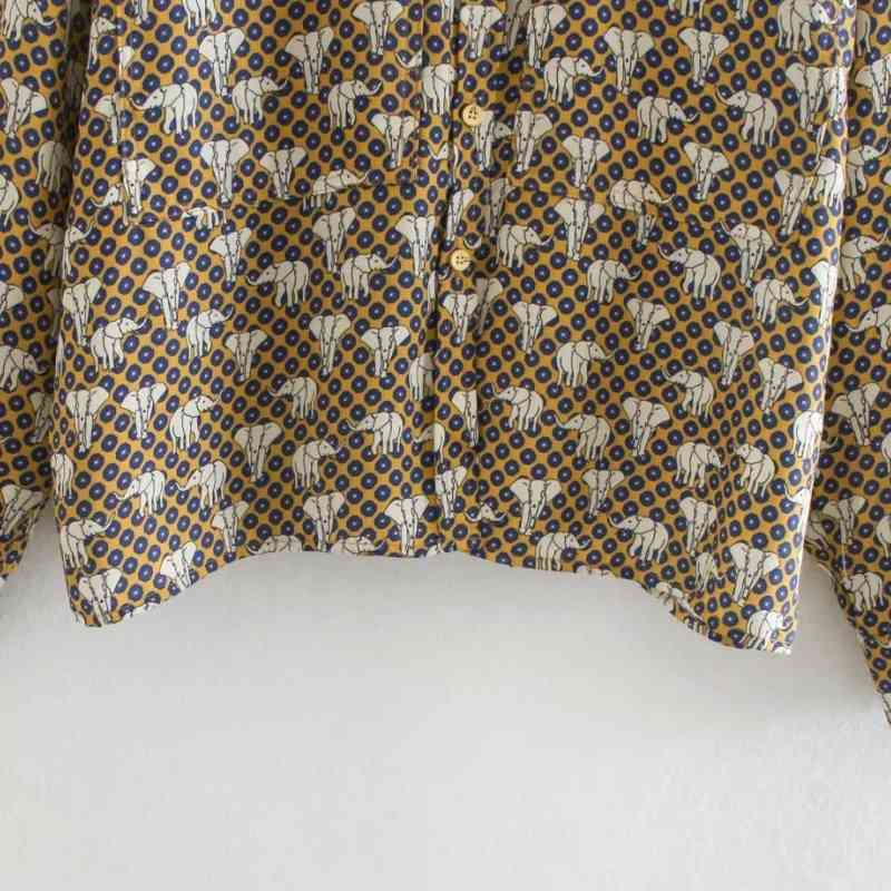Spring Women Elephant Print Loose Shirt Femme Turndown Collar Long Sleeve Blouse Casual Lady Tops Blusas S8101 210430