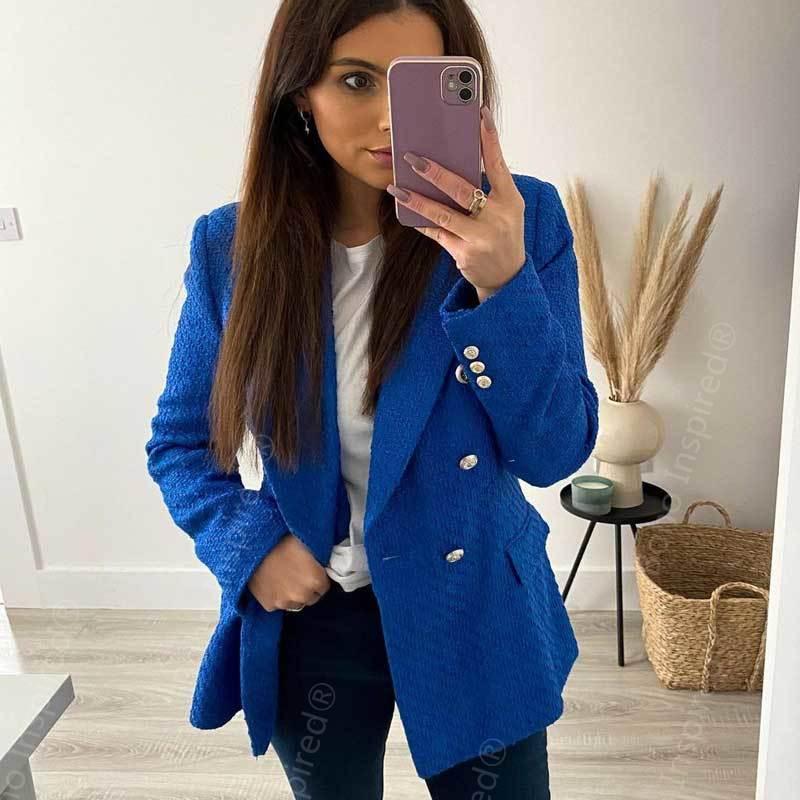Women's Suits & Blazers Boho Inspired Women Blue Double Breasted Woolen Blazer Jacket Long Sleeve Pockets Lapel Collar Autumn Winter
Women's Suits & Blazers Boho Inspired Women Blue Double Breasted Woolen Blazer Jacket Long Sleeve Pockets Lapel Collar Autumn Winter