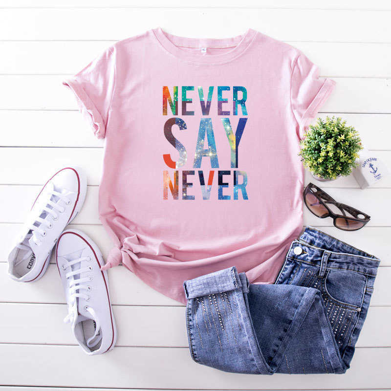 Plus Size S-5XL Fashion 100% Cotton Women T-Shirt Casual Loose Short Sleeve Colorful Letter Summer Ladies Tees Top W872 210526