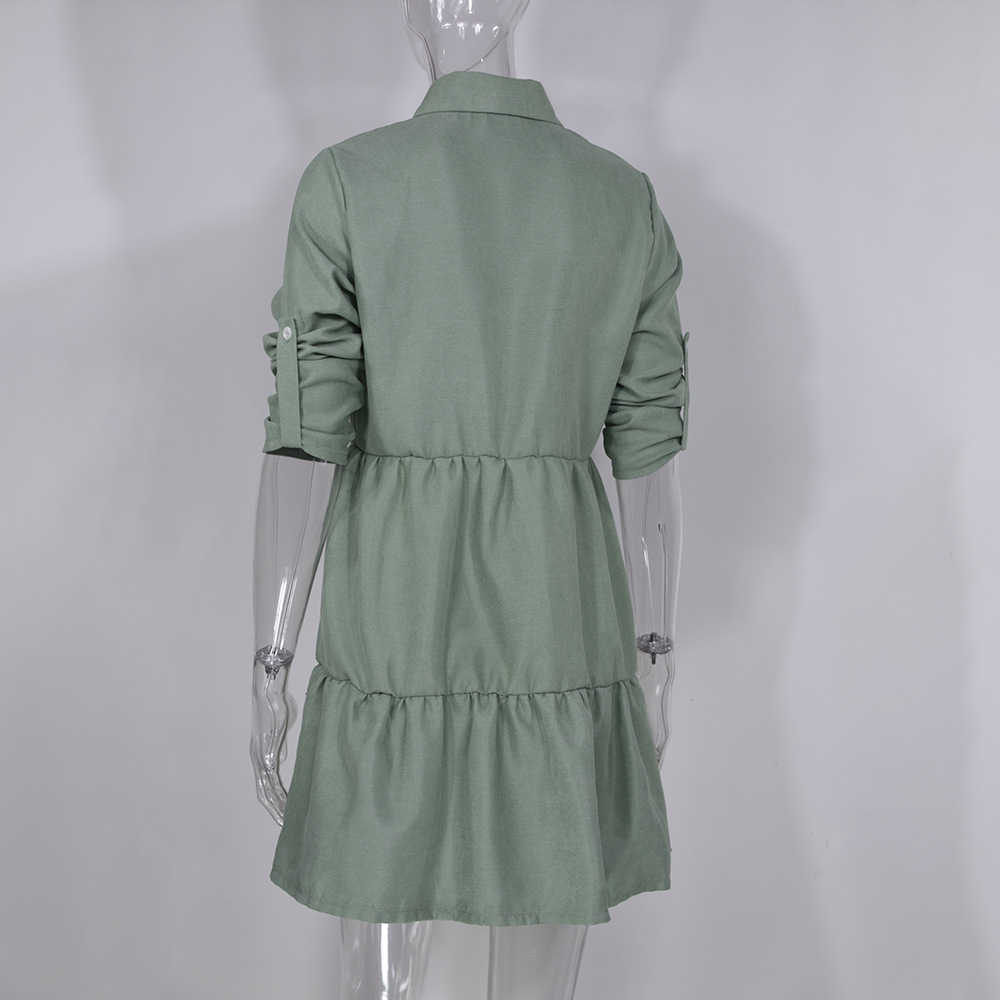 Yhzbhzym Shirt Dress Women Turn Down Office Long Sleeve Mini Dress Elegant Blue Sexy Party Dresses Vestidos De Mujer Bing 210630