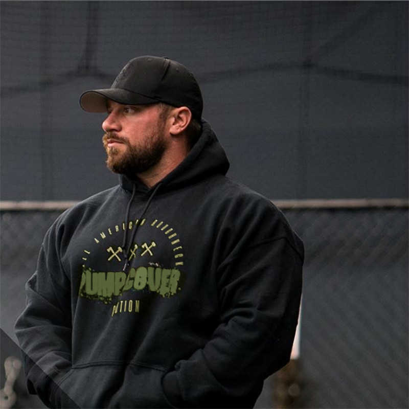 Men Fashion Fitness Long Sleeve Hoodie Bodybuilding Workout Casual Gym Pullover Coat Sweatshirts Coats 210927