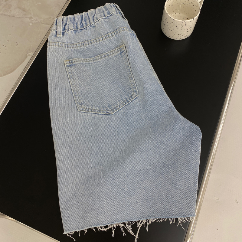 IEFB Summer High Waist Denim Shorts Men's Korean Trend Loose And Thin With Rough Edge And Wide Leg Jeans Shorts Fashion 9Y7421 210524