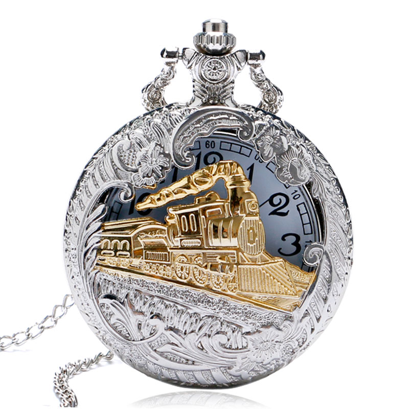 Luxury Vintage Silver Gold Train Hollow Quartz Necklace Pocket Watch Chain Pendant Clock Gifts for Men Women 2020 Top Watch Man, White
Luxury Vintage Silver Gold Train Hollow Quartz Necklace Pocket Watch Chain Pendant Clock Gifts for Men Women 2020 Top Watch Man, White