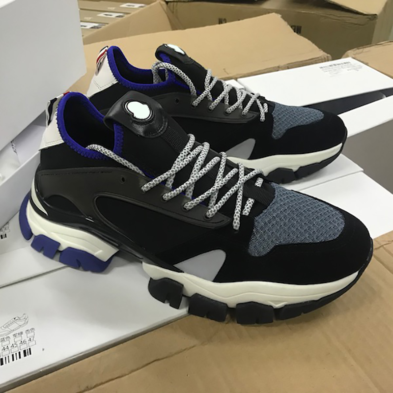 Men's Blue&Black retro sneakers 3m thick-soled men's casual style sneakers mesh outdoor lace-up casual shoes Individual design