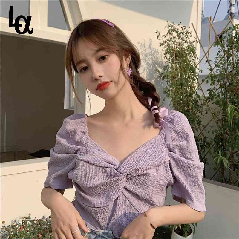 Women Summer Purple Puff Sleeve Crop Tops Vintage V-neck Bow Design Elegant Shirt Korean Ladies Sexy Short 210519, White
Women Summer Purple Puff Sleeve Crop Tops Vintage V-neck Bow Design Elegant Shirt Korean Ladies Sexy Short 210519, White