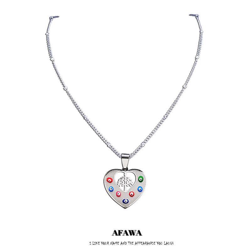 Pendant Necklaces Tree Of Life Heart Stainless Steel Islam Colorful Turkey Eye Necklace Charm Silver Color Muslim Jewelry N5221S01
Pendant Necklaces Tree Of Life Heart Stainless Steel Islam Colorful Turkey Eye Necklace Charm Silver Color Muslim Jewelry N5221S01