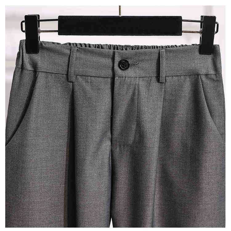 Autumn Woman Ankle Length Pants Loose Style Elastic High Waist Straight-leg Solid Color Casual Harem Female 210514