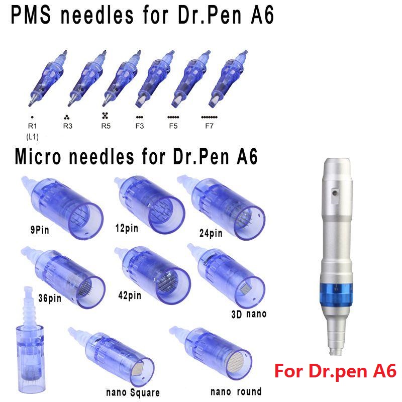 ULTIMA A6 derma pen Needle Cartridge Bayonet coupling 9 12 36 42 pin nano needle tips Rechargeable wireless Derma Dr. Pen beaeuty tattoo needle