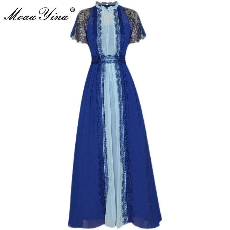 Fashion Runway Summer Splicing Chiffon Midi Dress Women Lace Short sleeve High waist A-Line Party 210524, Blue
Fashion Runway Summer Splicing Chiffon Midi Dress Women Lace Short sleeve High waist A-Line Party 210524, Blue