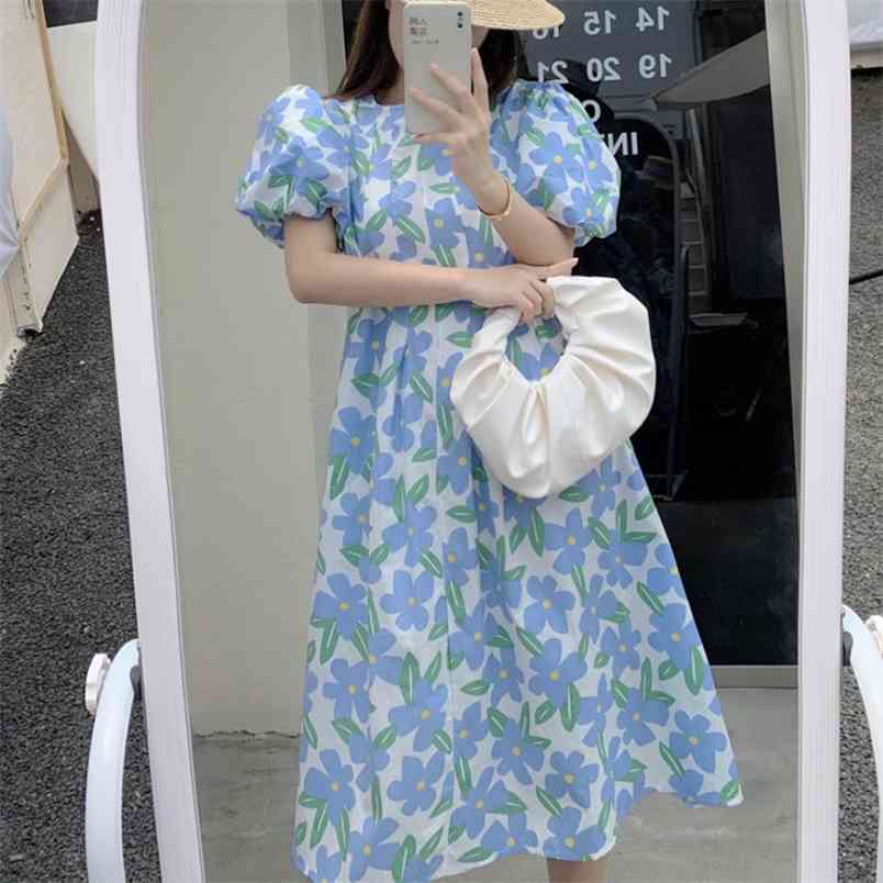Fashion Retro Blue Print Long Dress Korea Summer Women Sweet Puff Sleeve O Neck Casual Bohemian Vacation 210519
Fashion Retro Blue Print Long Dress Korea Summer Women Sweet Puff Sleeve O Neck Casual Bohemian Vacation 210519