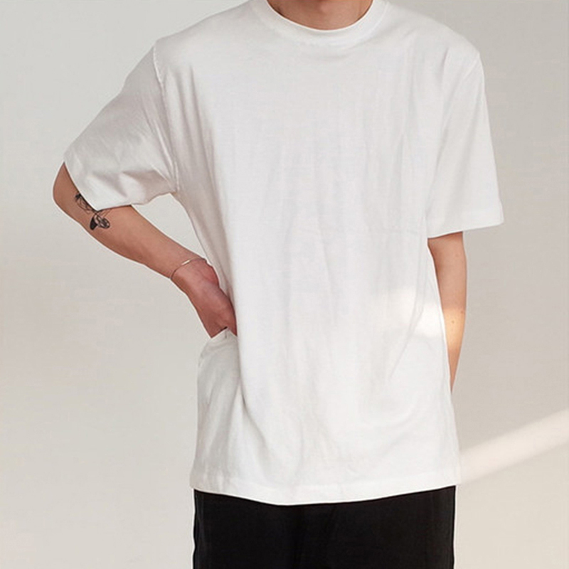 IEFB Men's Tops Homemade Summer Basic Black And White Korean Loose Casual Tee Oversize Round Neck Short Sleeve T-shirt 210524