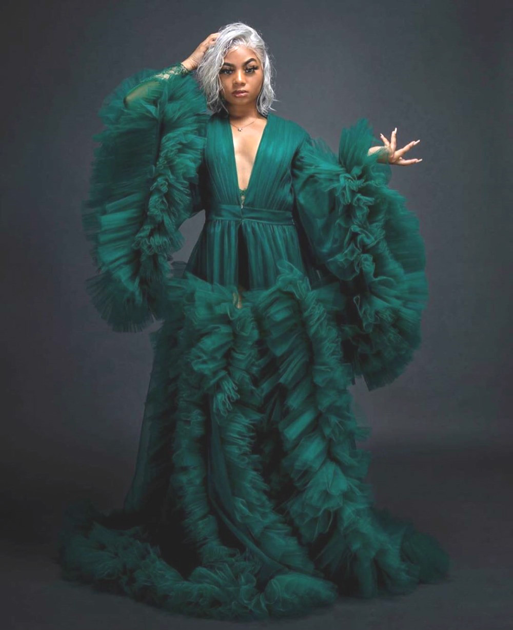 Green Bridal Tulle Maternity Sleepwear Wedding Anniversary Robes Pregnancy Lady Art Photography Dress Custom Made Long Sleeve Party Evening Gowns