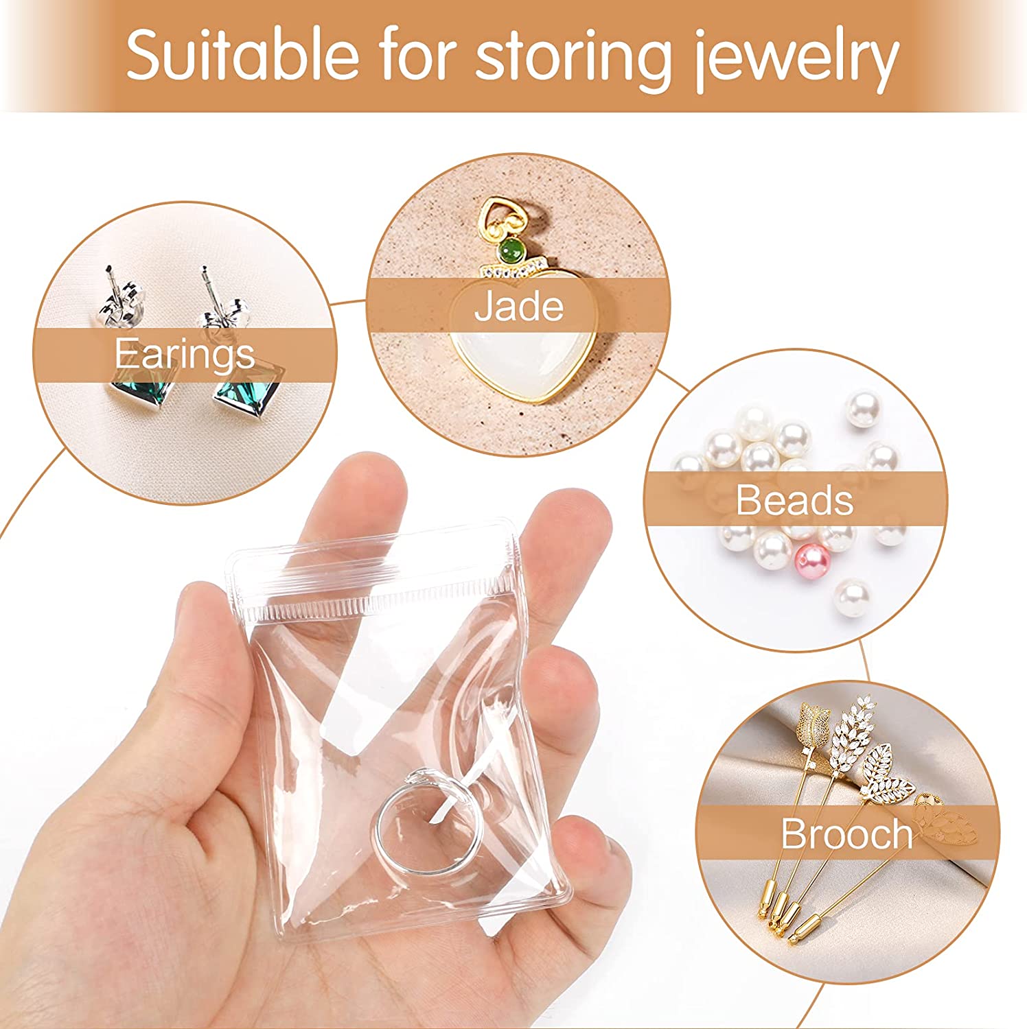 20pcs/lot Transparent PVC Jewelry Pouches Bags Clear Anti-Oxidation Zip Lock Earring Pendant Necklace Bracelet Storage Holder
