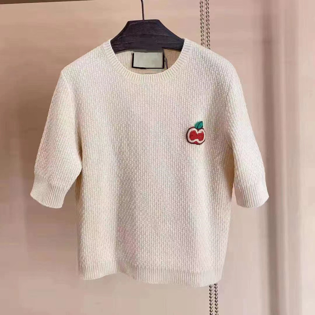 Top Quality Designer 2022G Women' Apple Embroidery Tee Fashion Crew Neck Knit Short Sleeve Top, White
Top Quality Designer 2022G Women' Apple Embroidery Tee Fashion Crew Neck Knit Short Sleeve Top, White