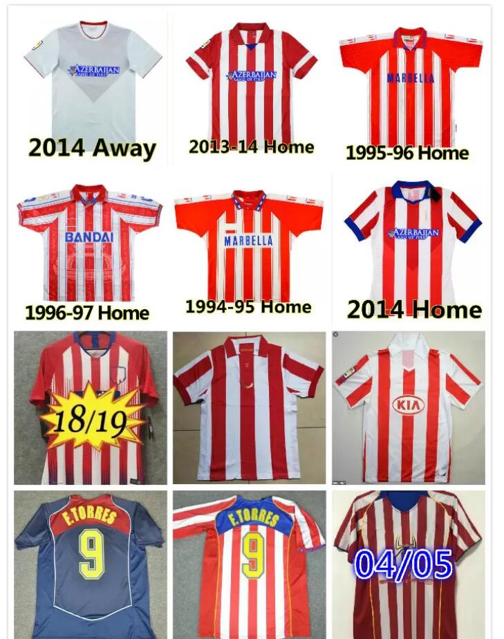 Atletico Madrid 1994 1995 1996 1997 2003 2004 2005 Retro Soccer Jerseys home 10 11 13 14 15 18 19 F.TORRES vintage Camiseta de futbol classi, 2014 
Atletico Madrid 1994 1995 1996 1997 2003 2004 2005 Retro Soccer Jerseys home 10 11 13 14 15 18 19 F.TORRES vintage Camiseta de futbol classi, 2014