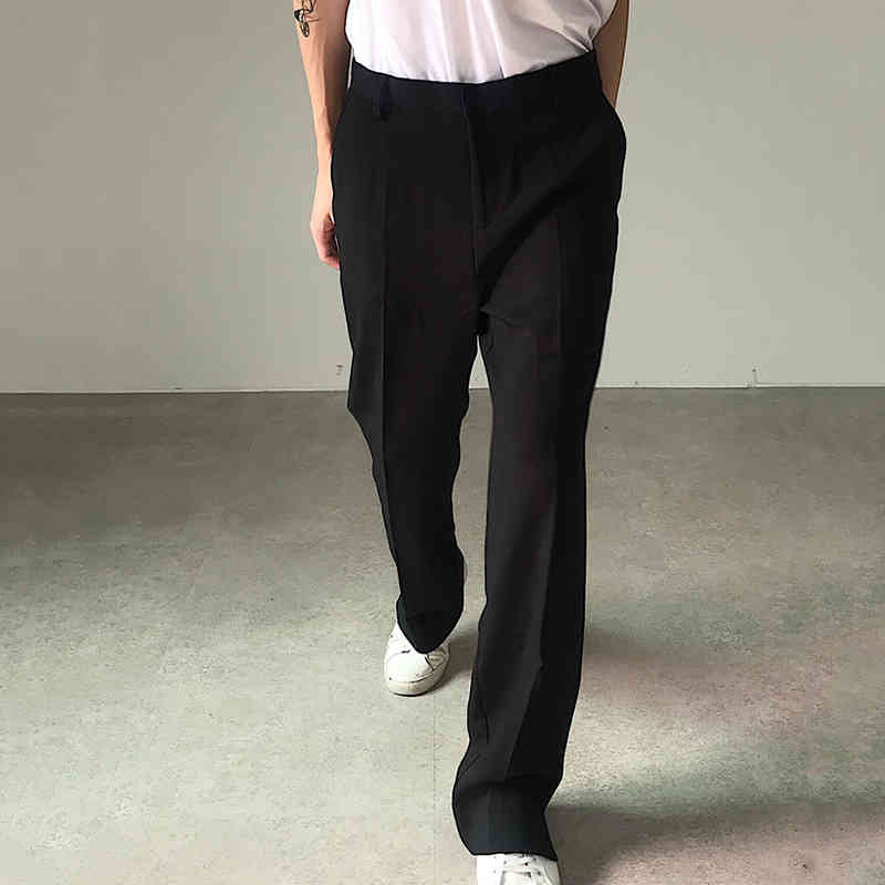 IEFB men's causal trousers open leg casual straight pants mans black loose bottoms spring summer 210524