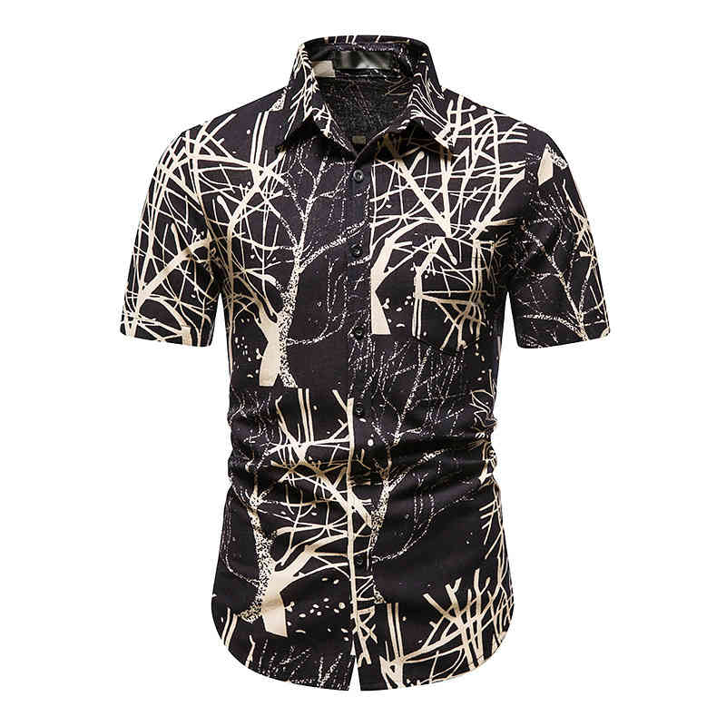 Print Shirts Men Beach Casual Holiday Hawaiian Shirt Mens African Dashiki Ethnic Oversized Short Sleeve Camisas Cosy Streetwear 210524