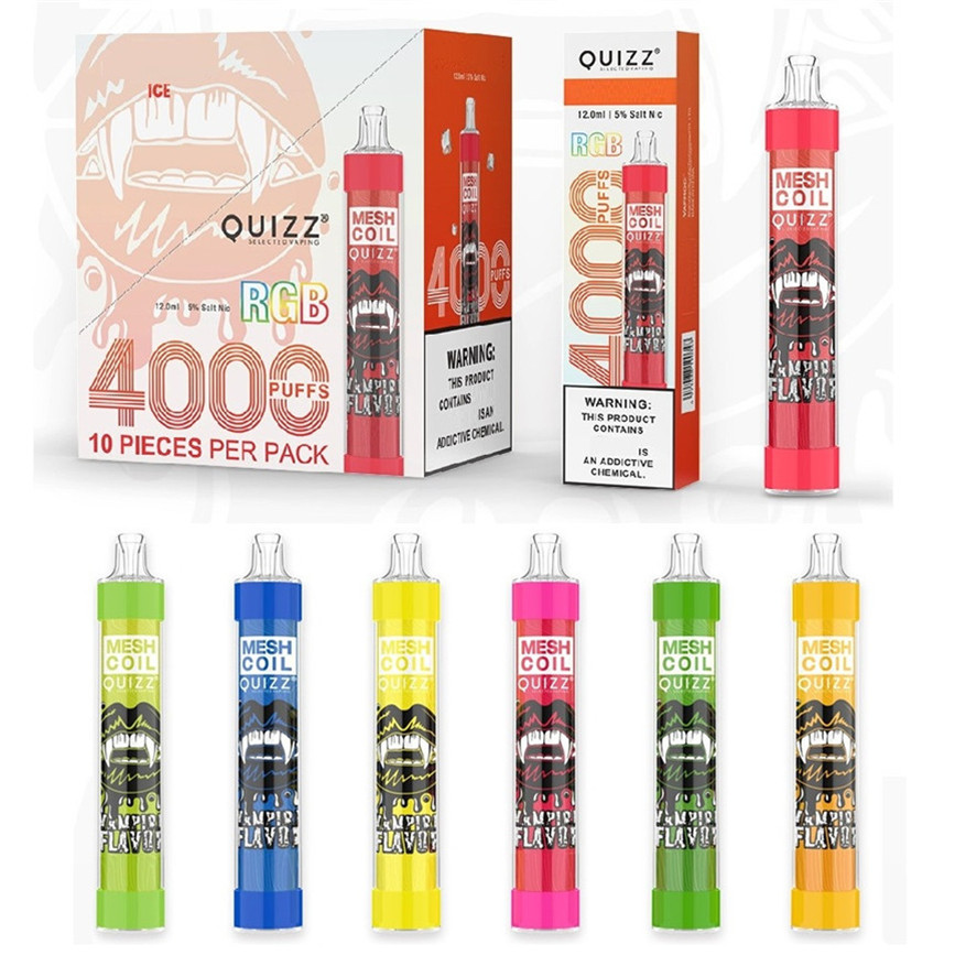 Original Quizz QD30 Plus Disposable E Cigarettes Mesh Coil 4000 Puffs with RGB Light 650mah Rechargeable Battery 12ml Vape Pen Stick Vapor System
Original Quizz QD30 Plus Disposable E Cigarettes Mesh Coil 4000 Puffs with RGB Light 650mah Rechargeable Battery 12ml Vape Pen Stick Vapor System