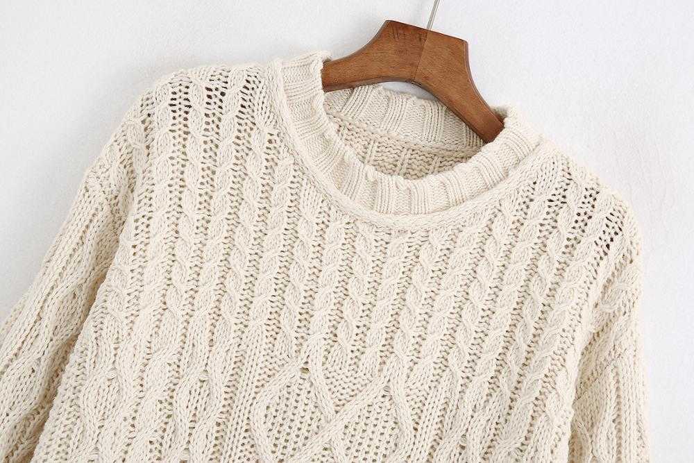 HSA Women Winter Sweater And Pullovers O Neck White Knit Tops Twisted Knit Jumpers Sweater Pullover Sueteres De Mujer 210716
