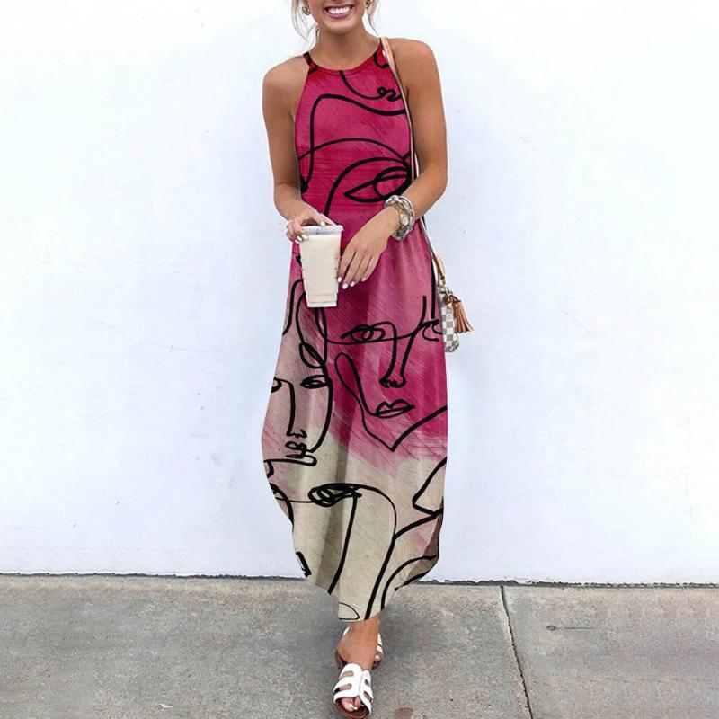 Casual Dresses Maxi Sexy Sleeveless Sundress Women Abstract Print Causal Halter Summer Beach Dress Asymmetric Ladies Sling Long, La04874
Casual Dresses Maxi Sexy Sleeveless Sundress Women Abstract Print Causal Halter Summer Beach Dress Asymmetric Ladies Sling Long, La04874