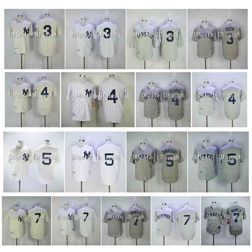 95 Vintage 3 Babe Ruth Jersey 7 Mantle 4 Lou Gehrig 5 Joe DiMaggio White Cream Grey Retro Baseball, Black
95 Vintage 3 Babe Ruth Jersey 7 Mantle 4 Lou Gehrig 5 Joe DiMaggio White Cream Grey Retro Baseball, Black
