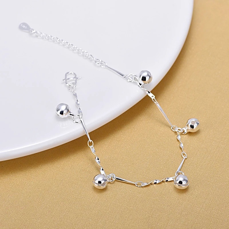 925 Sterling Silver Charm Bracelet Stylish Exquisite Five Bell Anklet Elegant Jewellery 210507
